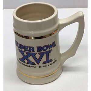 VINTAGE 1982 Super Bowl XVI Ceramic Stein Mug Pontiac Silverdome